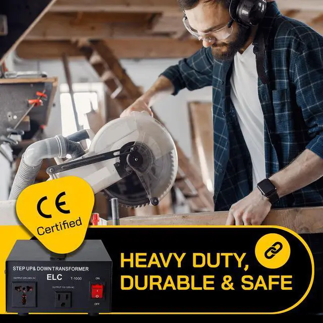 Alt view image 5 of 7 - ELC T-1000+ 1000-Watt Voltage Converter Transformer - Step Up/Down - 110V/220V - Circuit Breaker Protection -Heavy Duty/High Quality