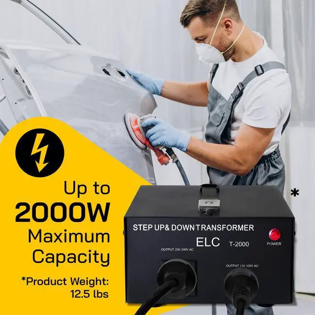 Alt view image 4 of 7 - ELC T-2000+ 2000-Watt Voltage Converter Transformer - Step Up/Down - 110V/220V - Circuit Breaker Protection -Heavy Duty/High Quality