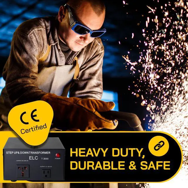 Alt view image 6 of 8 - elc t3000ud t3000+ 3000watt voltage converter transformer  step up/down  110v/220v  circuit breaker protection heavy duty