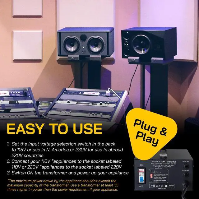 Alt view image 8 of 8 - elc t3000ud t3000+ 3000watt voltage converter transformer  step up/down  110v/220v  circuit breaker protection heavy duty