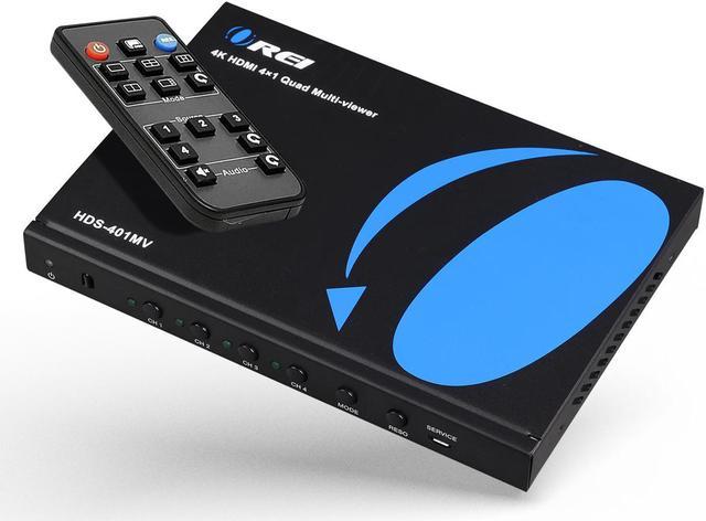 4-Port HDMI Quad Multi-Viewer with Seamless Switching (4x1 HDMI Switch,  1080p In, 4K/30Hz Out)