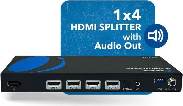 Alt view image 2 of 7 - OREI 8K 1 in 4 out HDMI Splitter with Audio Extraction and EDID management (BK-104A)