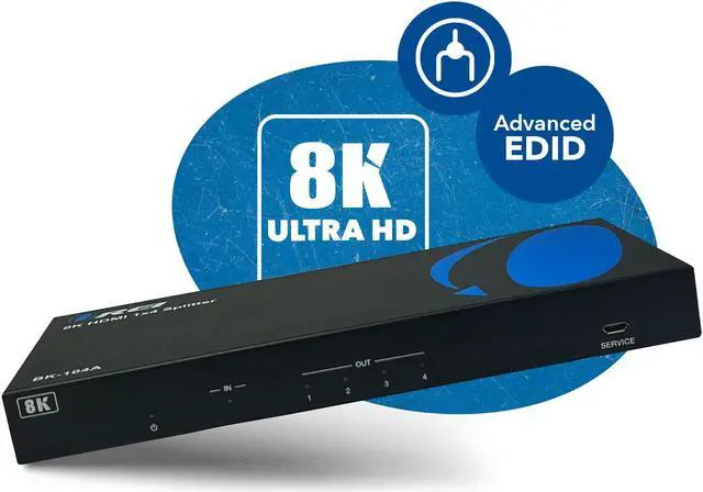 Alt view image 3 of 7 - OREI 8K 1 in 4 out HDMI Splitter with Audio Extraction and EDID management (BK-104A)