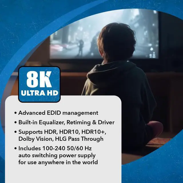 Alt view image 6 of 7 - OREI 8K 1 in 4 out HDMI Splitter with Audio Extraction and EDID management (BK-104A)