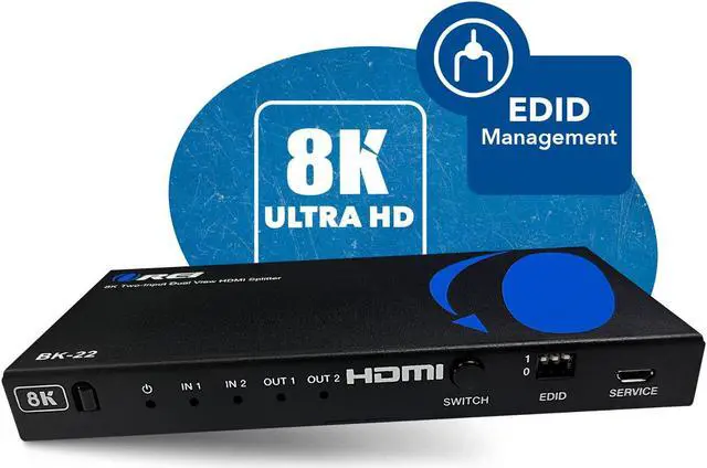 Alt view image 3 of 8 - OREI 8K UltraHD 2 X 2 HDMI Splitter, 2 Input 2 Output Splitter Supports Up to 4K@120Hz, Dolby Vision, HDCP 2.3 Auto EDID Management - (BK-22)