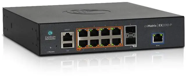 Alt view image 2 of 4 - Cambium Networks - MX-EX2010PXA-U - Cambium cnMatrix EX2010-P Intelligent Ethernet Switch 8 1G PoE+ Access Ports and