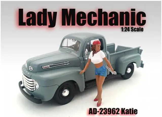 Alt view image 2 of 6 - Lady Mechanic Katie Figurine for 1/24 Scale Models by American Diorama