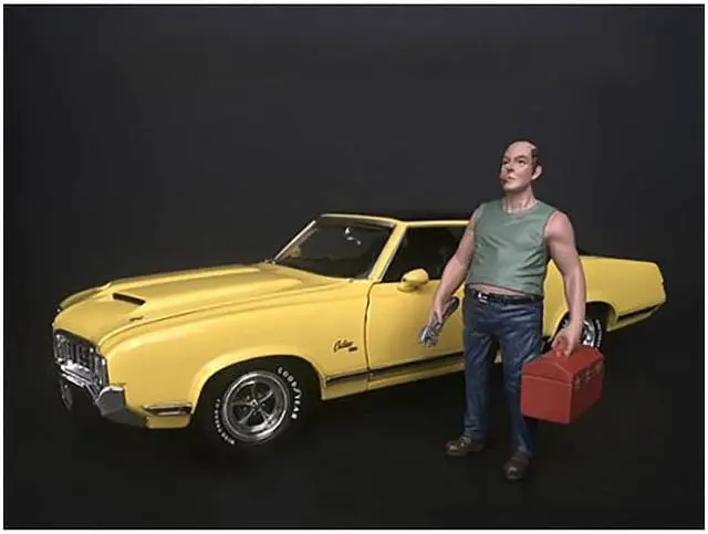 Alt view image 3 of 7 - Mechanic Sam with Tool Box Figurine for 1/18 Scale Models by American Diorama 38180