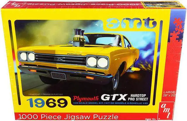 Alt view image 2 of 5 - Jigsaw Puzzle 1969 Plymouth GTX Hardtop Pro Street MODEL BOX PUZZLE (1000 piece) by AMT