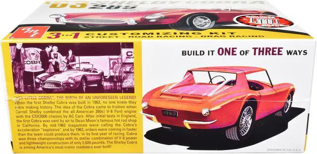 Main image of Skill 2 Model Kit 1963 Shelby Cobra 289 3 in 1 Kit 1/25 Scale Model by AMT