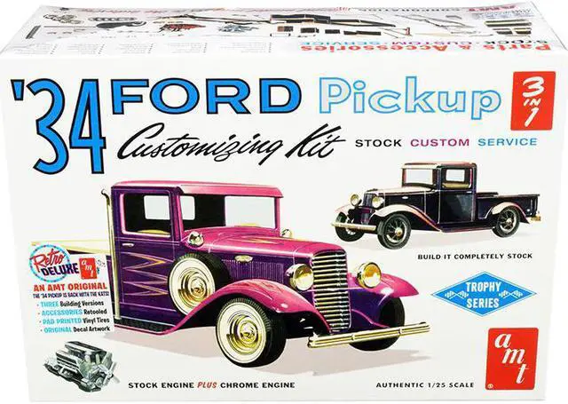 Main image of Skill 2 Model Kit 1934 Ford Pickup Truck 3 in 1 Kit "Trophy Series" 1/25 Scale Model by AMT