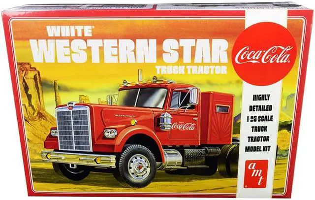 Alt view image 2 of 7 - Skill 3 Model Kit White Western Star Semi Truck Tractor Coca-Cola 1/25 Scale Model by AMT AMT1160