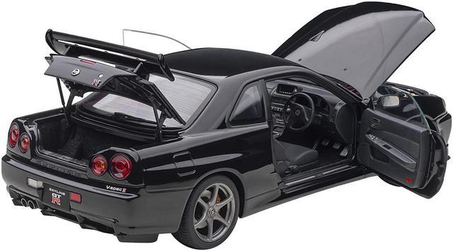Nissan Skyline GT-R (R34) V-Spec II RHD (Right Hand Drive) Black Pearl 1/18  Model Car by Autoart 