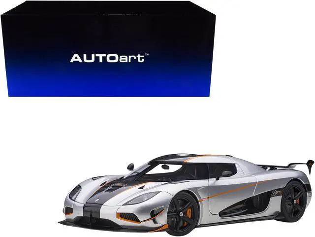 Main image of Koenigsegg Agera RS Moon Silver with Carbon and Orange Accents 1/18  Model Car by Autoart