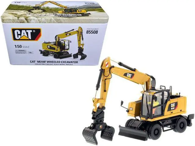 Alt view image 3 of 3 - CAT Caterpillar M318F Wheeled Excavator with Operator High Line Series 1/50 Diecast Model by Diecast Masters