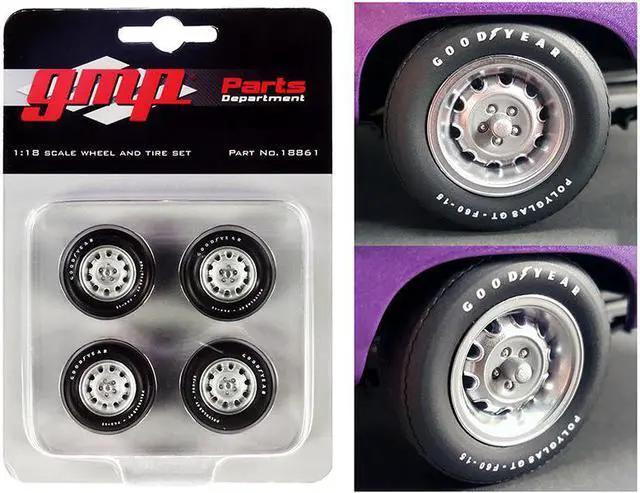 Main image of Muscle Car Rally Wheels and Tires Set of 4 pieces from "1970 Dodge Coronet Super Bee" 1/18 by GMP
