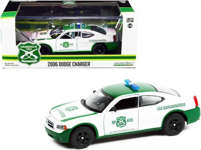 Alt view image 3 of 7 - 2006 Dodge Charger Police Car White and Green \Carabineros de Chile" 1/43 Diecast Model Car by Greenlight"