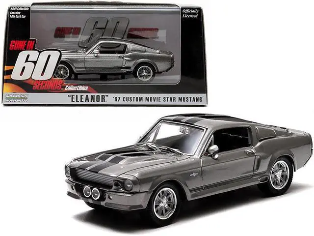 Main image of 1967 Ford Mustang Custom "Eleanor" Gray Metallic with Black Stripes "Gone in 60 Seconds" (2000) Movie 1/43 Diecast Model Car by Greenlight