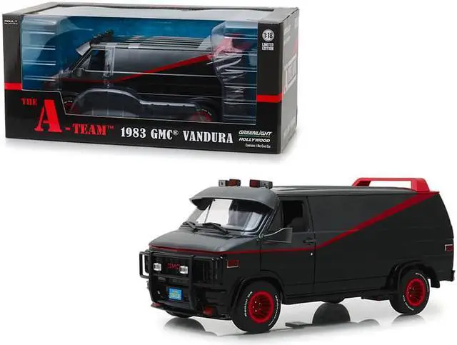 Alt view image 8 of 11 - 1983 GMC Vandura Black "The A-Team" (1983-1987) TV Series 1/18 Diecast Model Car by Greenlight