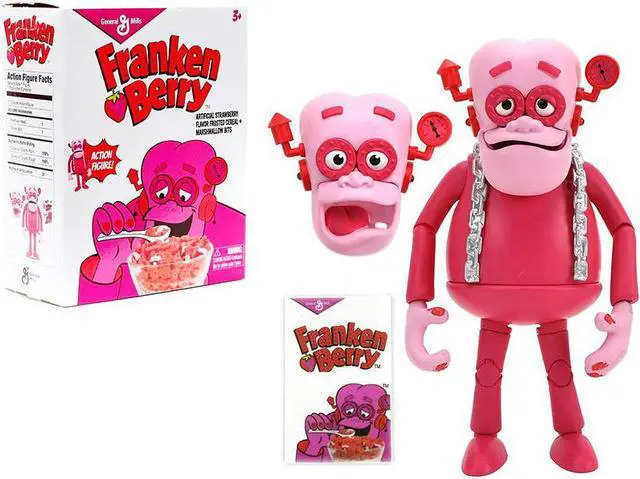 Main image of Franken Berry 6.25" Moveable Figurine with Alternate Head and Cereal Box "General Mills" 1/12 Scale by Jada