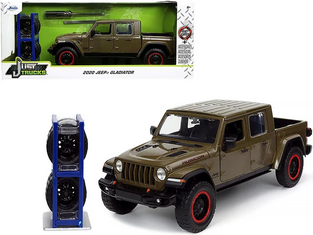 Main image of 2020 Jeep Gladiator Rubicon Pickup Truck Dark Green Metallic with Extra Wheels "Just Trucks" Series 1/24 Diecast Model Car by Jada