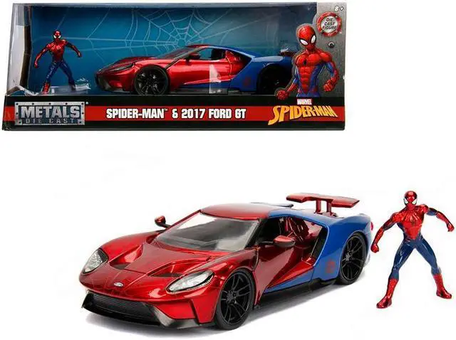 Alt view image 6 of 6 - 2017 Ford GT with Spider Man Diecast Figurine "Marvel" Series 1/24 Diecast Model Car by Jada