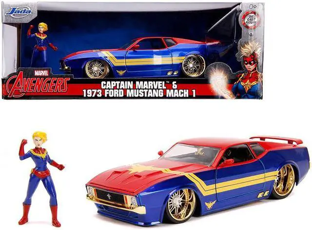 Alt view image 6 of 6 - 1973 Ford Mustang Mach 1 with Captain Marvel Diecast Figurine "Avengers" "Marvel" Series 1/24 Diecast Model Car by Jada