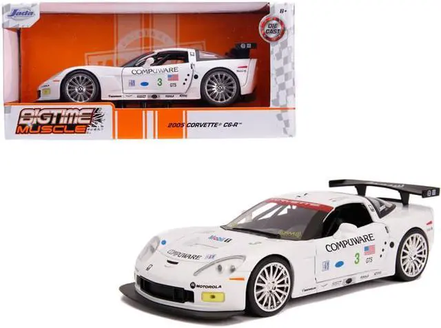 Alt view image 6 of 6 - 2005 Chevrolet Corvette C6-R #3 O. Beretta - O. Gavin "Compuware" White "Bigtime Muscle" 1/24 Diecast Model Car by Jada