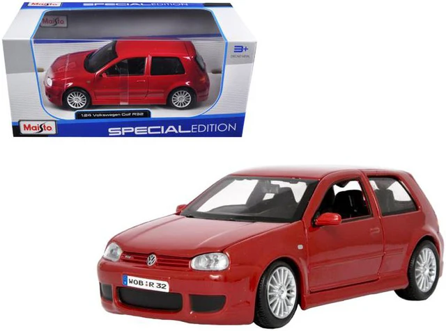 Alt view image 5 of 6 - Volkswagen Golf R32 Red 1/24 Diecast Model Car by Maisto