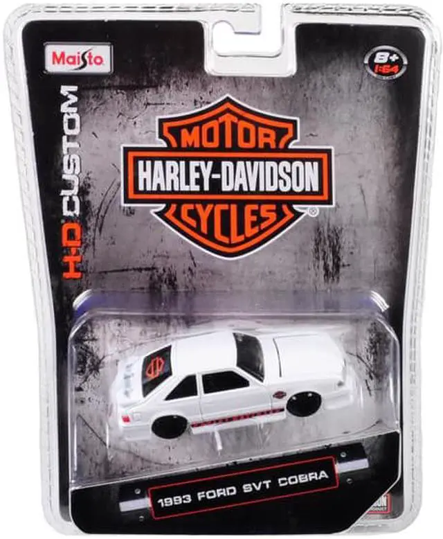 Alt view image 6 of 6 - Maisto 15414-HD1 1993 Ford SVT Cobra White Harley Davidson 1 by 64 Die-Cast Model Cars