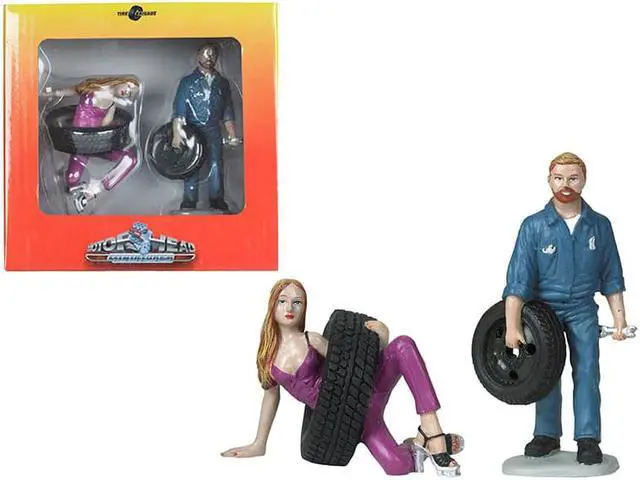 Alt view image 6 of 7 - Val and Gary Tire Brigade 2 piece Figurine Set 1/18 by Motorhead Miniatures