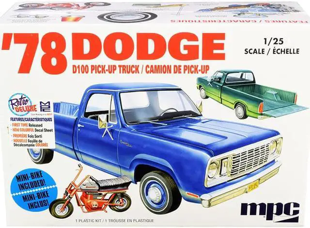 Main image of Skill 2 Model Kit 1978 Dodge D100 Pickup Truck with Mini Bike 1/25 Scale Model by MPC
