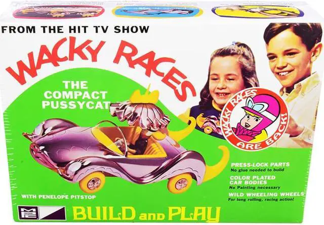 Main image of Skill 2 Snap Model Kit The Compact Pussycat with Penelope Pitstop Figurine "Wacky Races" (1968) TV Series 1/25 Scale Model by MPC