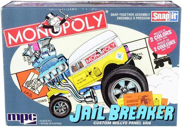 Main image of Skill 1 Snap Model Kit Custom Willys Panel Van Jail Breaker "Monopoly" 1/25 Scale Model by MPC