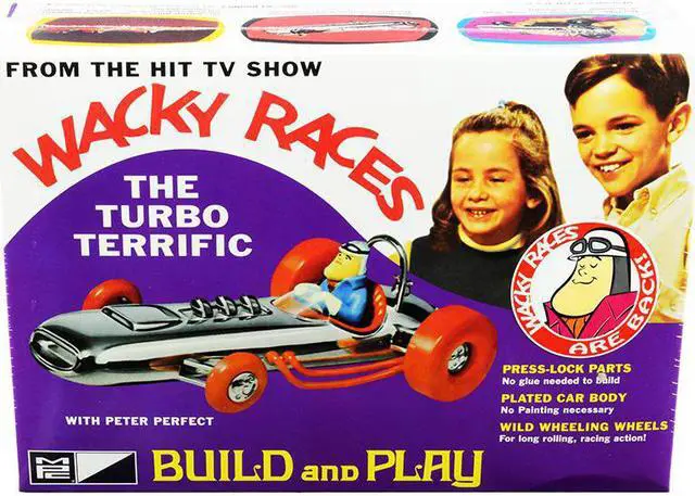 Main image of Skill 2 Snap Model Kit The Turbo Terrific with Peter Perfect Figurine "Wacky Races" (1968) TV Series 1/25 Scale Model by MPC