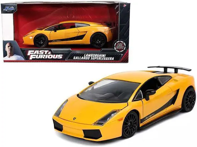 Main image of Lamborghini Gallardo Superleggera Yellow with Black Stripes "Fast & Furious" Movie 1/24 Diecast Model Car by Jada