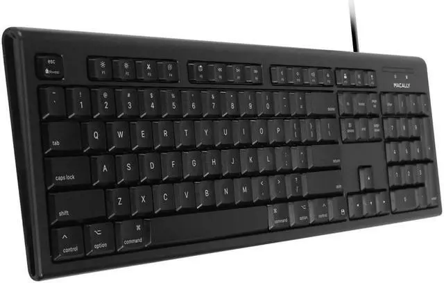 Alt view image 5 of 5 - Macally Black 104 Key Full Size USB Keyboard for Mac