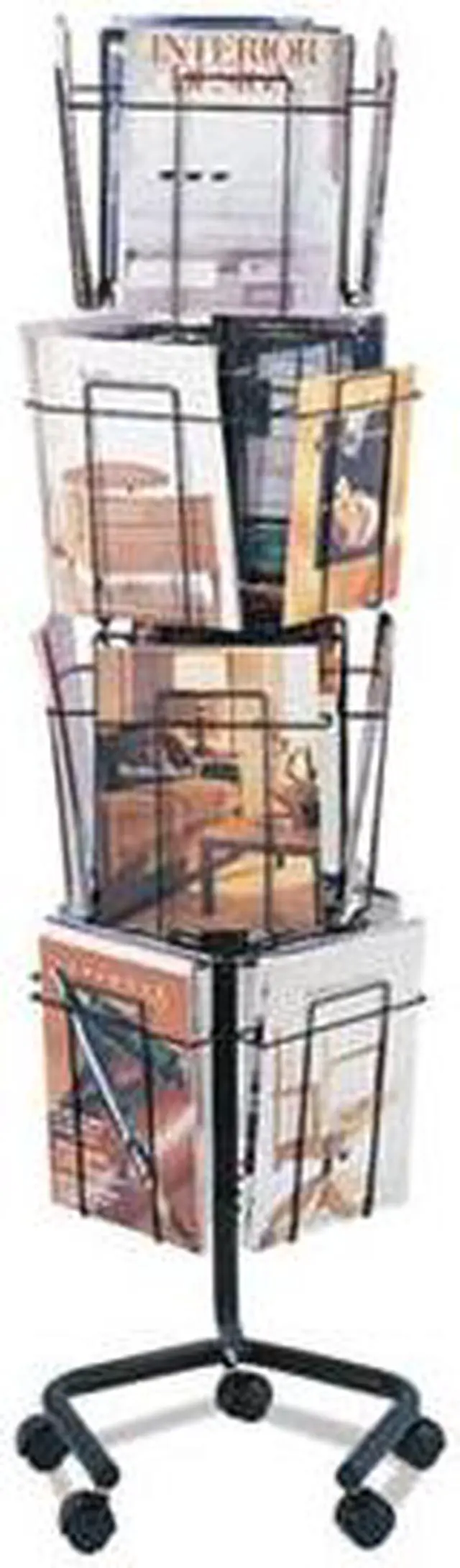 Alt view image 16 of 16 - Safco Wire Rotary Display Racks 16 Compartments 15w x 15d x 60h Charcoal 4139CH