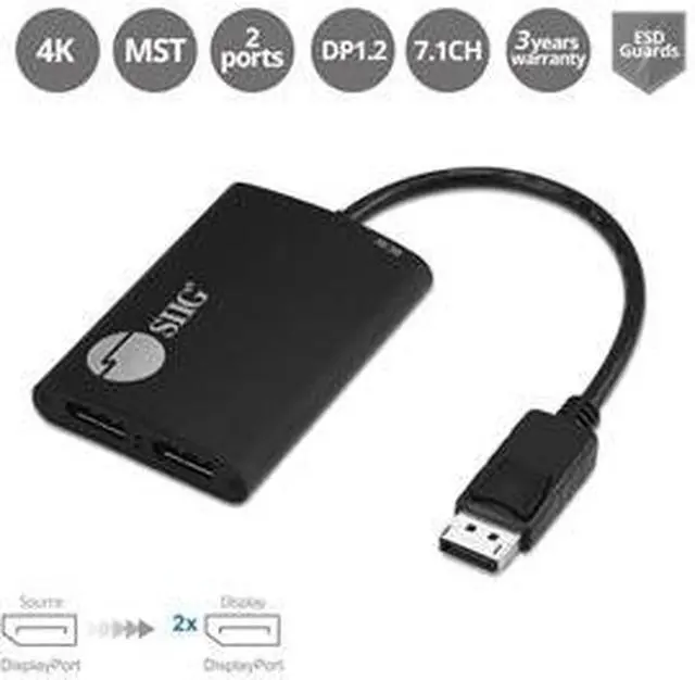 Alt view image 13 of 14 - Siig 1X2 Dp 1.2 To Displayport Mst Hub - Multi Monitor Splitter