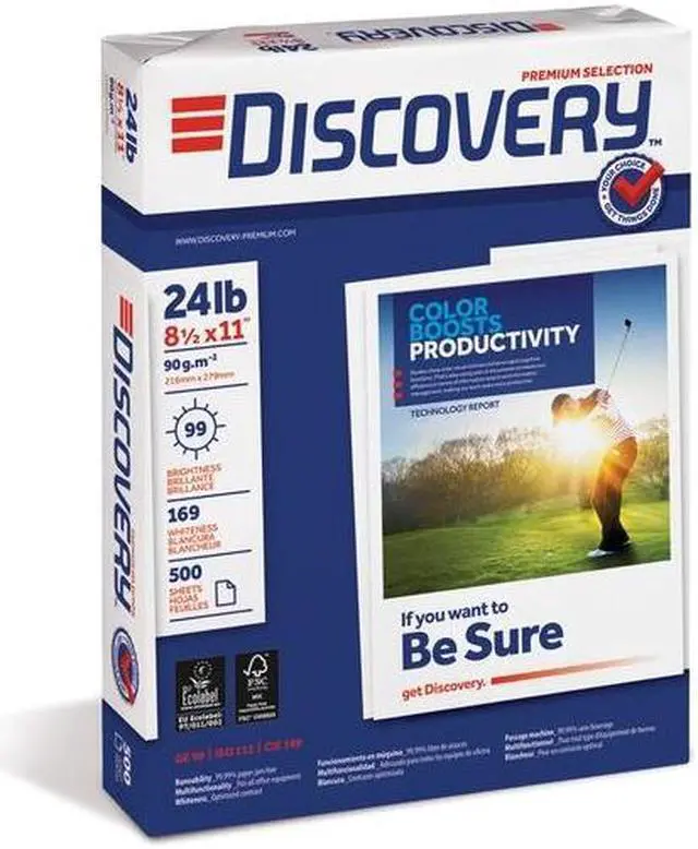 Alt view image 7 of 7 - Discovery Multipurpose Paper 8-1/2"x11" 24 Lb 99 GE 5000Sht/CT WE 22028
