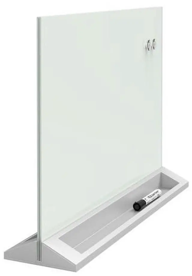 Alt view image 11 of 11 - Quartet GDP1723W Desktop Glass Dry Erase Panel, Magnetic, 17" x 23", White