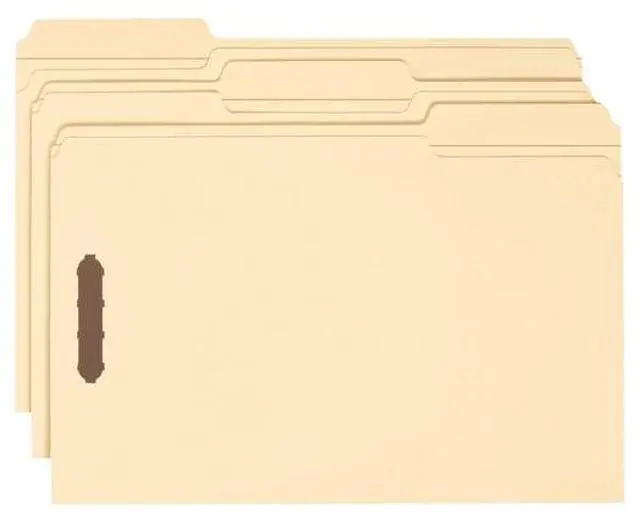 Alt view image 19 of 20 - Smead 1/3 Tab Cut Legal Recycled Fastener Folder - 8 1/2" x 14" - 2 x 2K Fastener(s) - Top Tab Location - Assorted Position Tab Position - Manila - Manila - 10% - 50 / Box