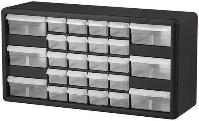 Alt view image 8 of 9 - Akro-Mils Stackable Cabinet 26 Drawers 20"x6-3/8"x10-11/32" Black/Gray 10126
