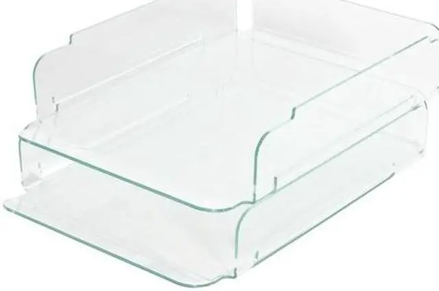 Alt view image 18 of 18 - Lorell Stacking Letter Tray 2/PK 13"x10-1/4"x2-3/4" CL/Green 80655