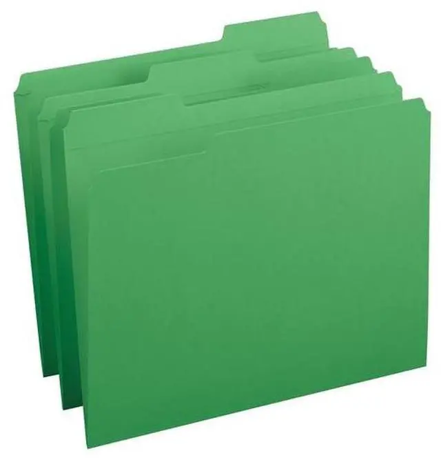 Alt view image 5 of 5 - Business Source Folders, 1/3-Cut Reinforced Tab, Green, 100/Box (BSN03174)