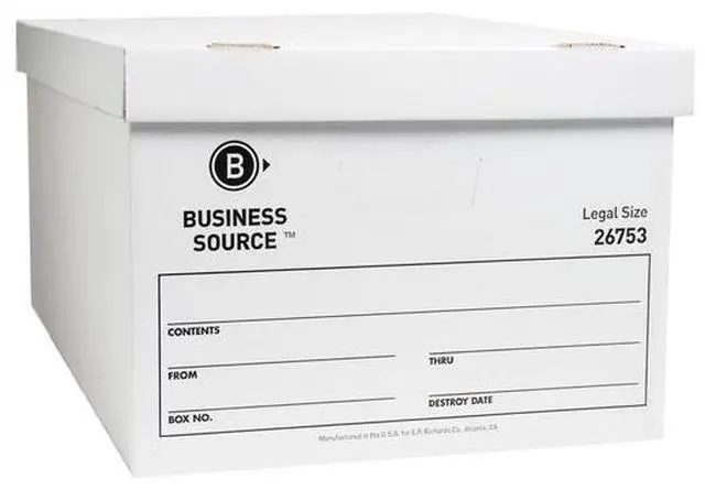Alt view image 6 of 6 - Business Source Storage Boxes Legal 500 lb 15"x24"x10" 12/CT White 26753