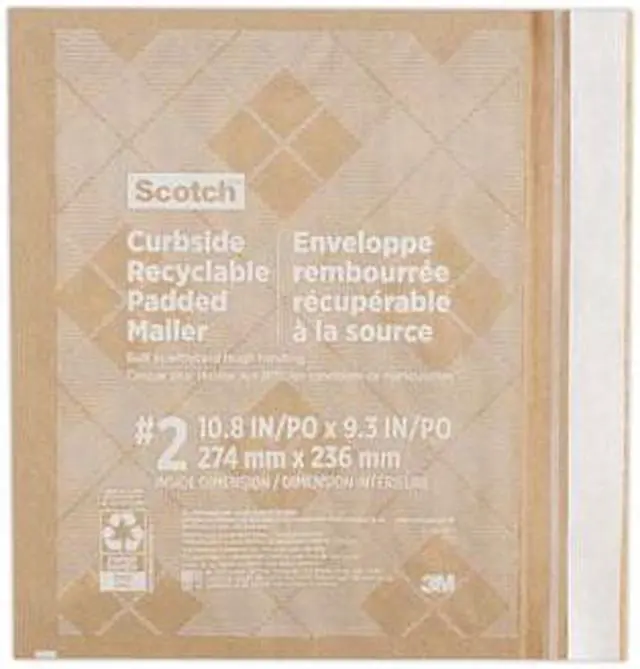 Alt view image 3 of 3 - 3M Scotch Curbside Recyclable Padded Mailer #2 Natural Kraft 100Ct 7100258635
