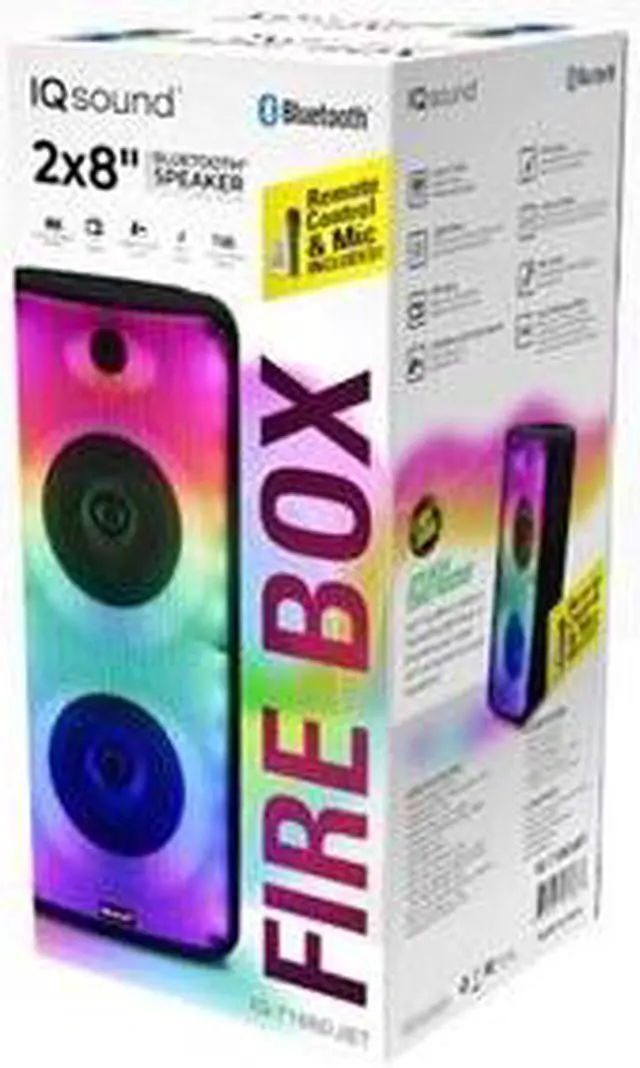 Alt view image 5 of 5 - Supersonic Fire Box 2 x 8 TWS Bluetooth Speaker W/ Light Show & Microphone IQ-7188DJBT