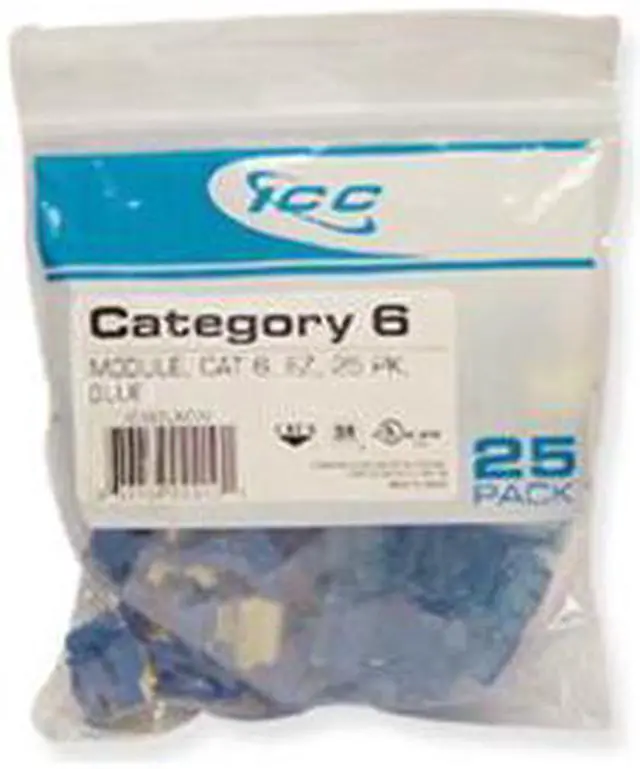 Main image of ICC IC107L6CBL High Density Category 6 Modular EZ-RJ45 Connector; Blue, 25/Pack