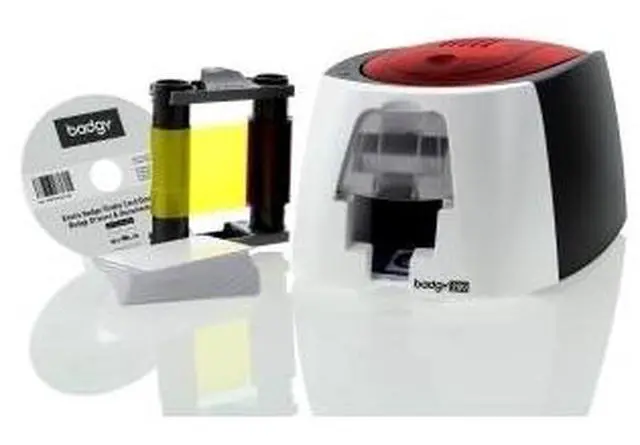 Main image of EVOLIS B22U0000RS Badgy200 Plastic ID Card Solution - Print borderless plastic badges, 40/sec CLR, 11/sec BLK, Badge Studio+ software w/database, PC/Mac